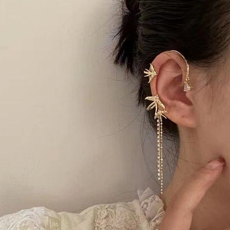 Women's Clip Inlaid Zircon Pearl Light Luxury Stud Earrings