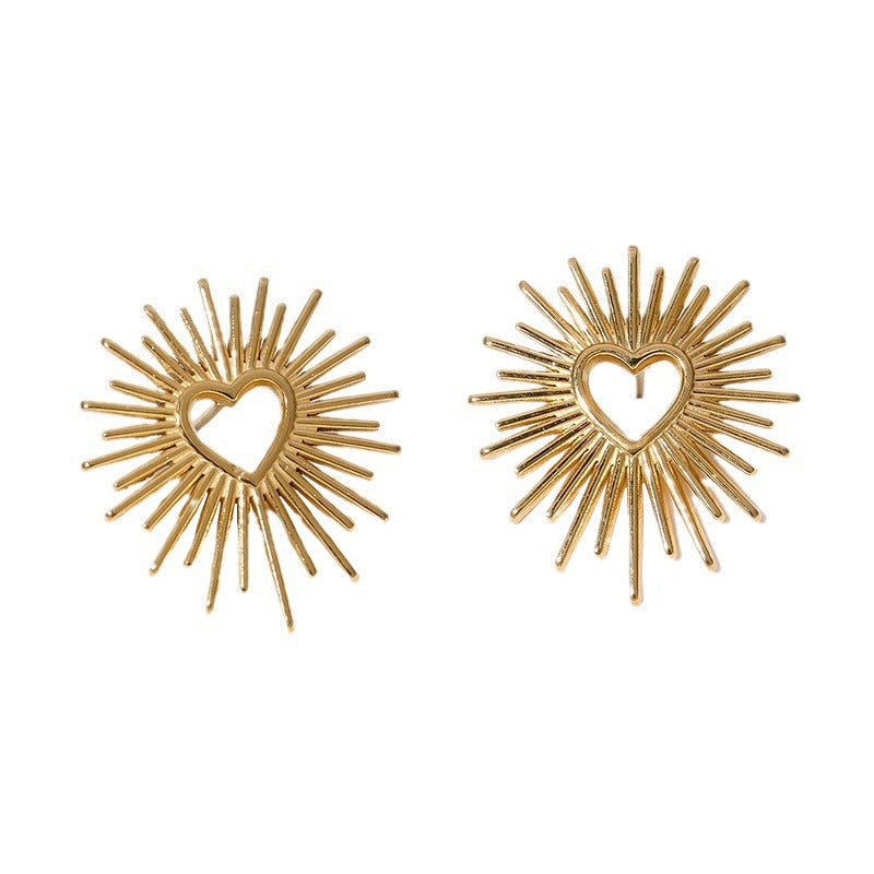 Titanium Steel Ear Love Heart-shaped Niche Metal High-grade Do Not Stud Earrings