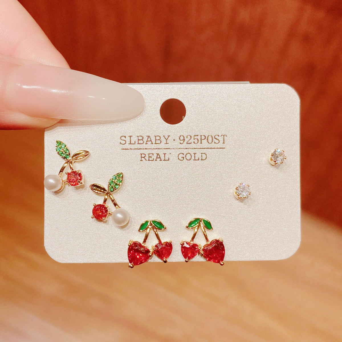 Horse Angola Red Female Cherry Camellia Stud Earrings