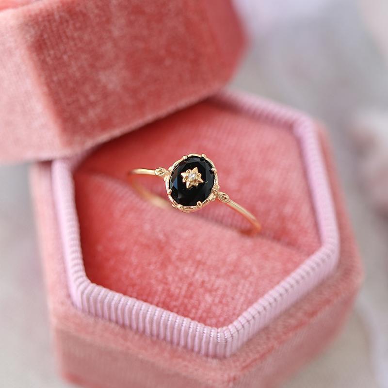 Inlaid Agate Female Mild Luxury Retro Niche Ring