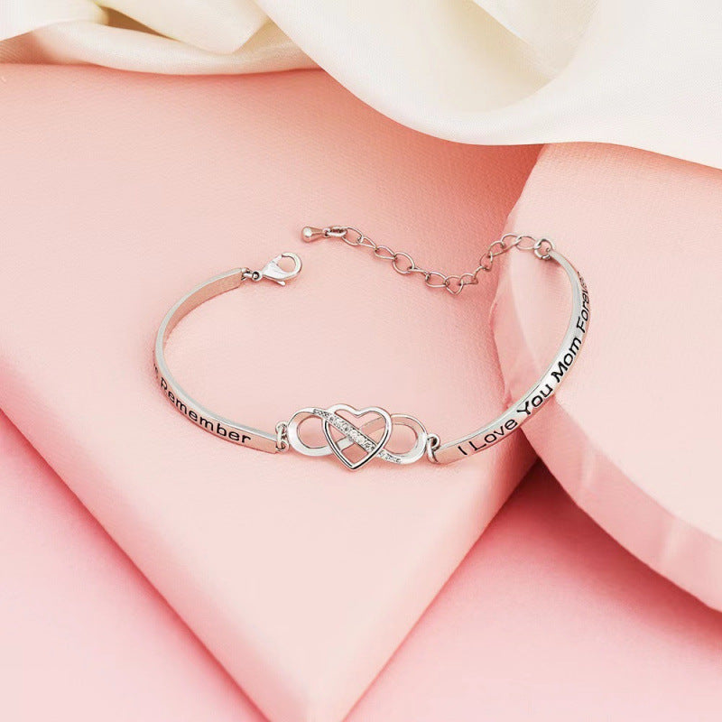 Rhinestone Peach Heart Good Sisters Girlfriends Bracelets