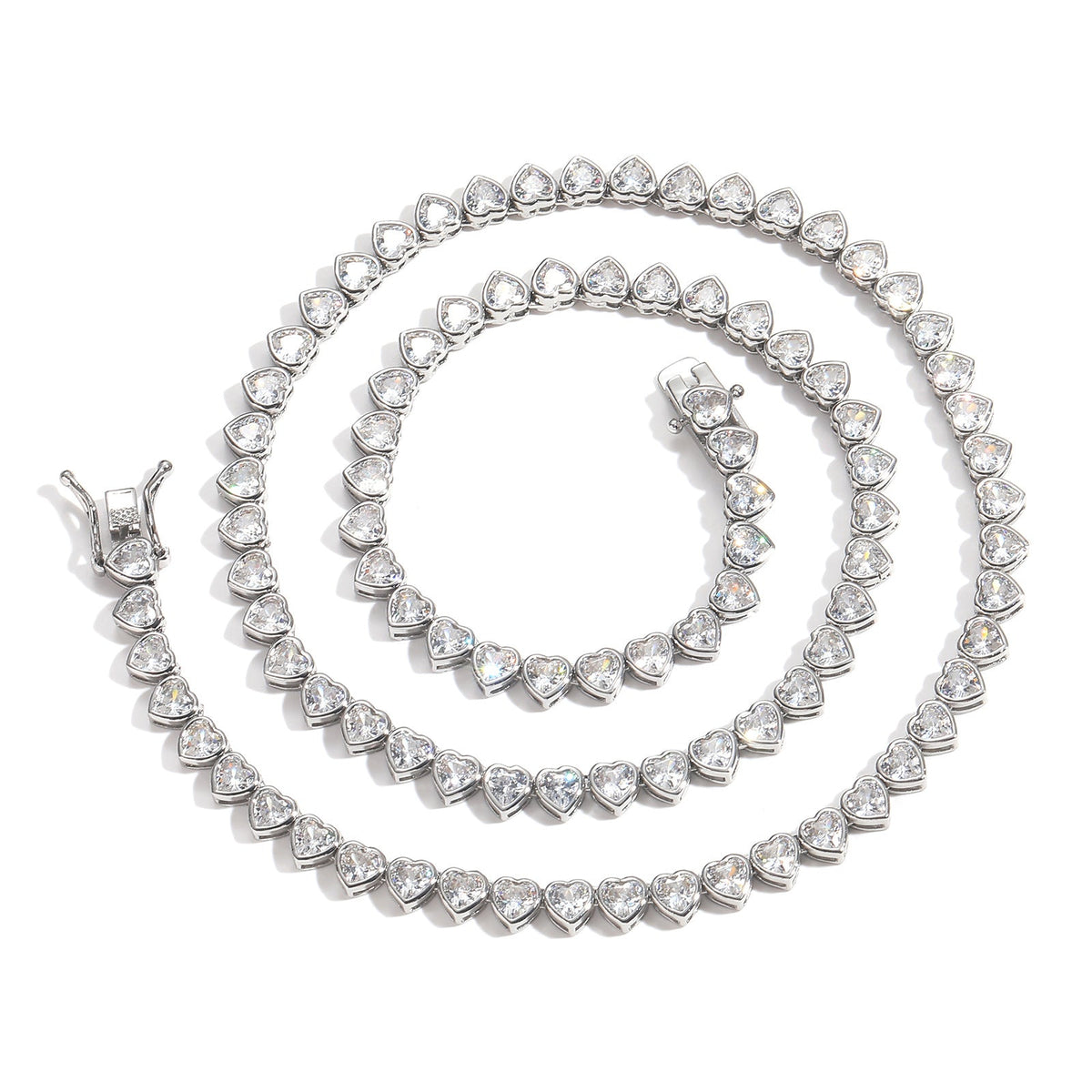 Hip Hop Heart-shaped Tennis Chain Love Couple Necklaces
