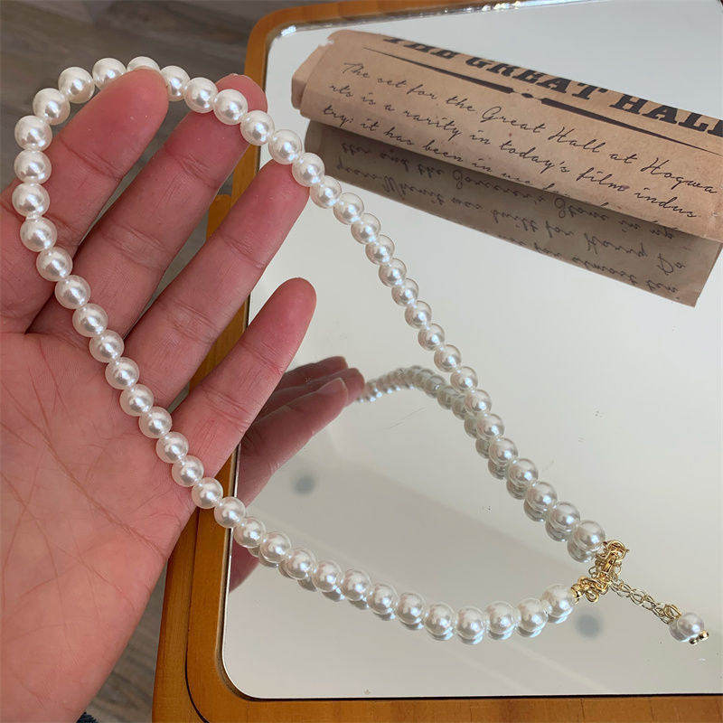 Women's Pearl Handmade Beaded Temperament Wild Retro Neck Necklace