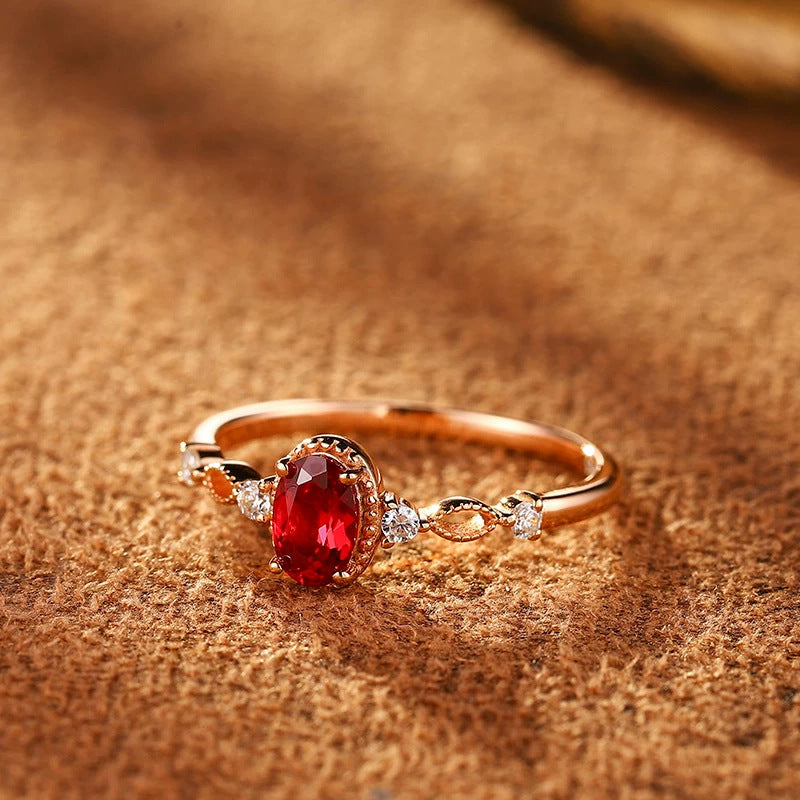 Women's Pigeon Blood Red Zircon Forefinger Simple Fashion Light Ring
