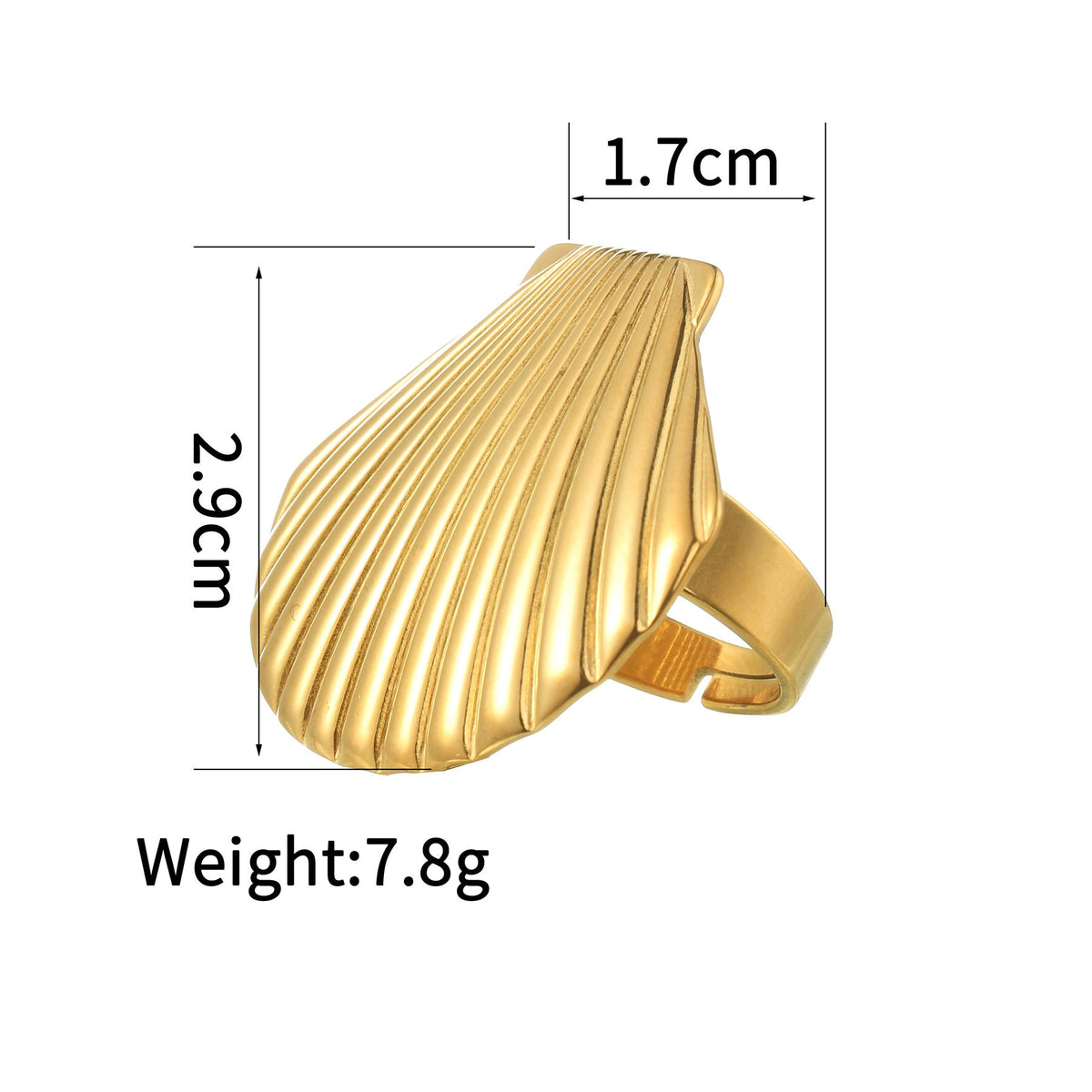 Women's Fashion Trend Stainless Steel Starfish Pearl Opening Exaggerated Design Rings