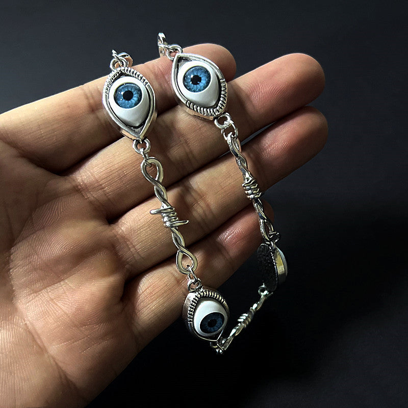 Halloween Blue Eye Small Metal Wire Bra Iron Bracelet