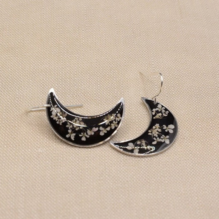 Women's Retro Style Moon Fashion Epoxy Small Floral Earrings