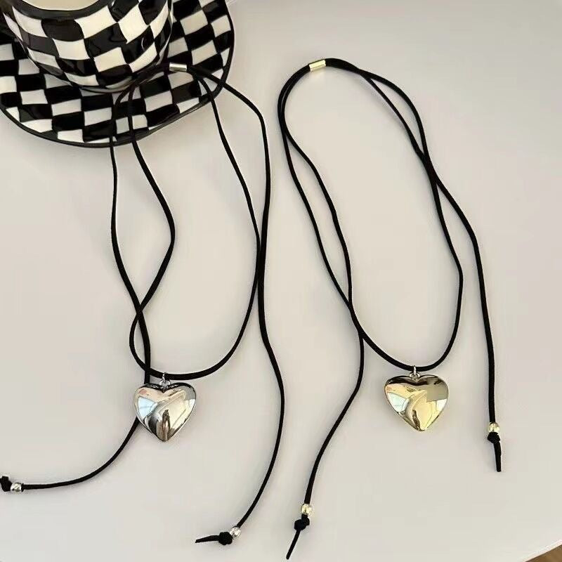 Women's American Fashion Pull Adjustable Heart-shaped Simple Personality Big Love Necklace