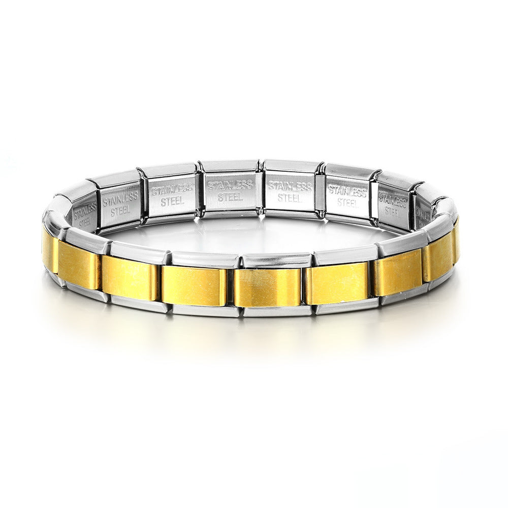 Vacuum Real Gold Plating Italian Module Square Bracelets