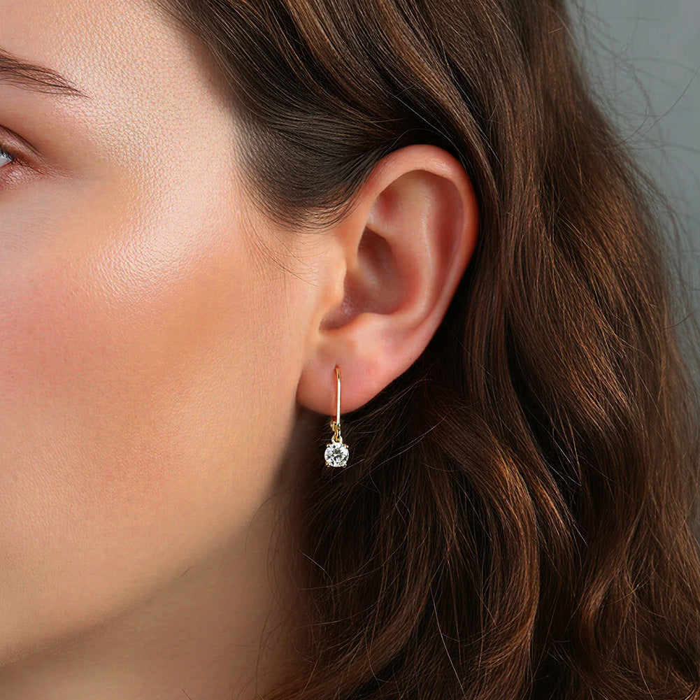 Women's Moissanite French Style Ear Clip Fashion Personality Stud Earrings