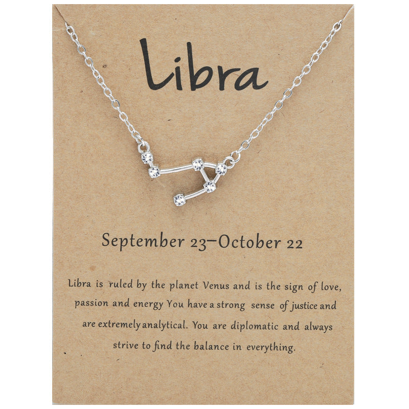 Twee Constellation Brown Card Rhinestone Clavicle Necklaces