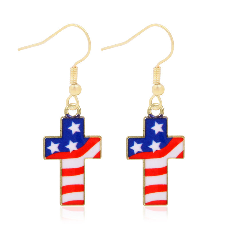 Alloy Dripping Oil Stars Stripes National Rings