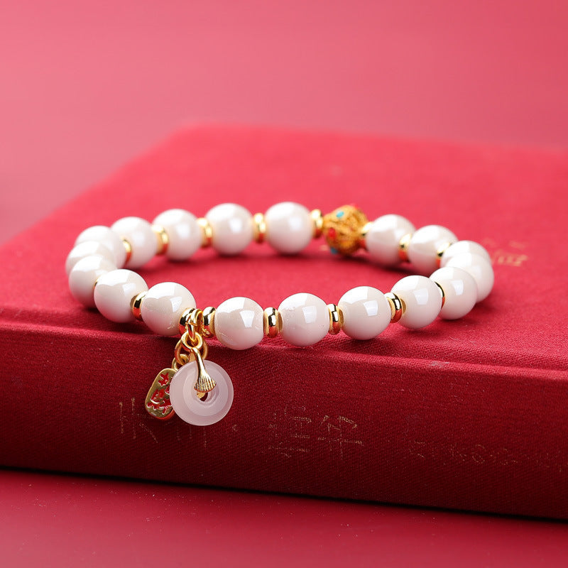 Women's & Men's Fragrant Gray Porcelain Vintage Ethnic Style Handmade Bracelet