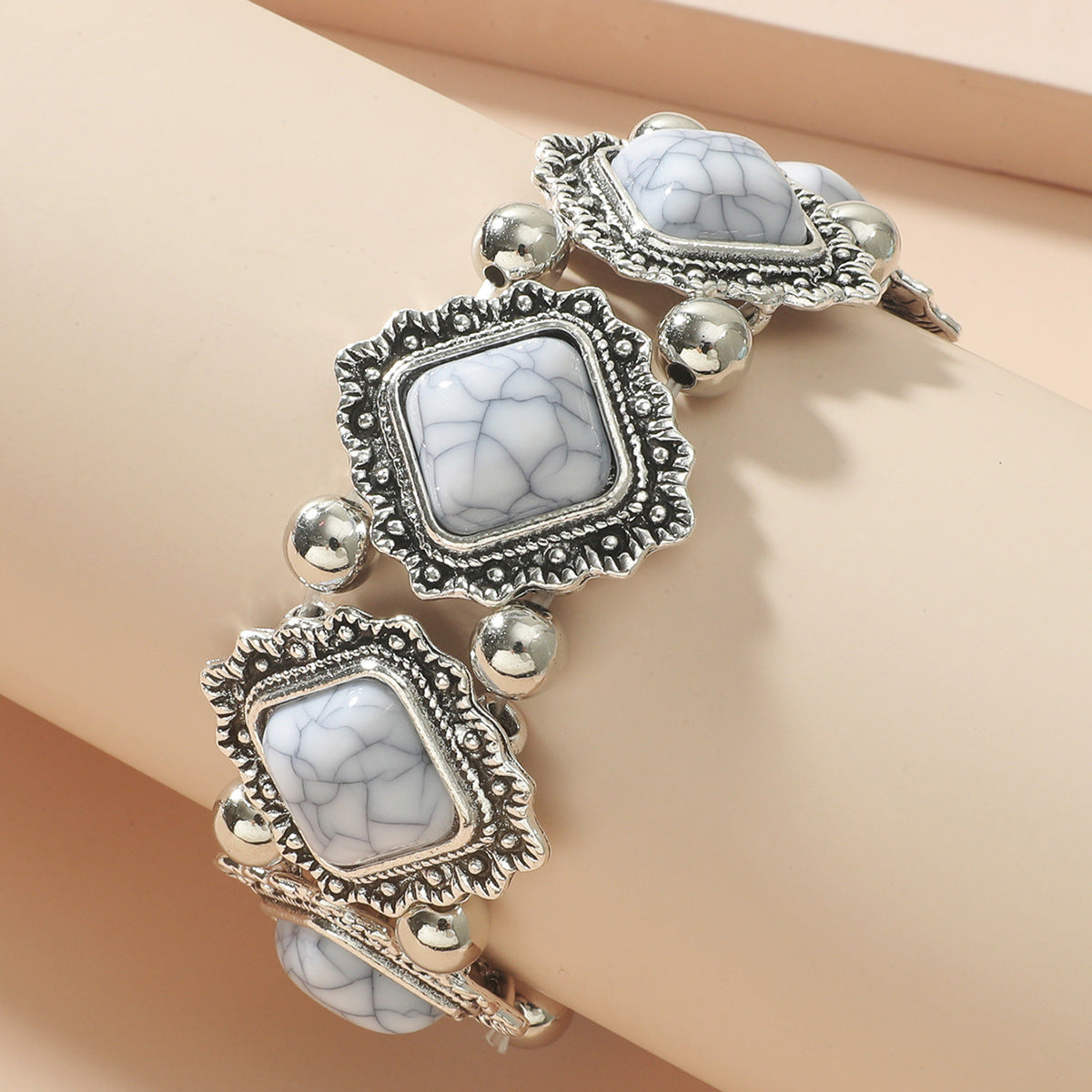 Style Personality Retro Alloy Turquoise Stretch Bracelets