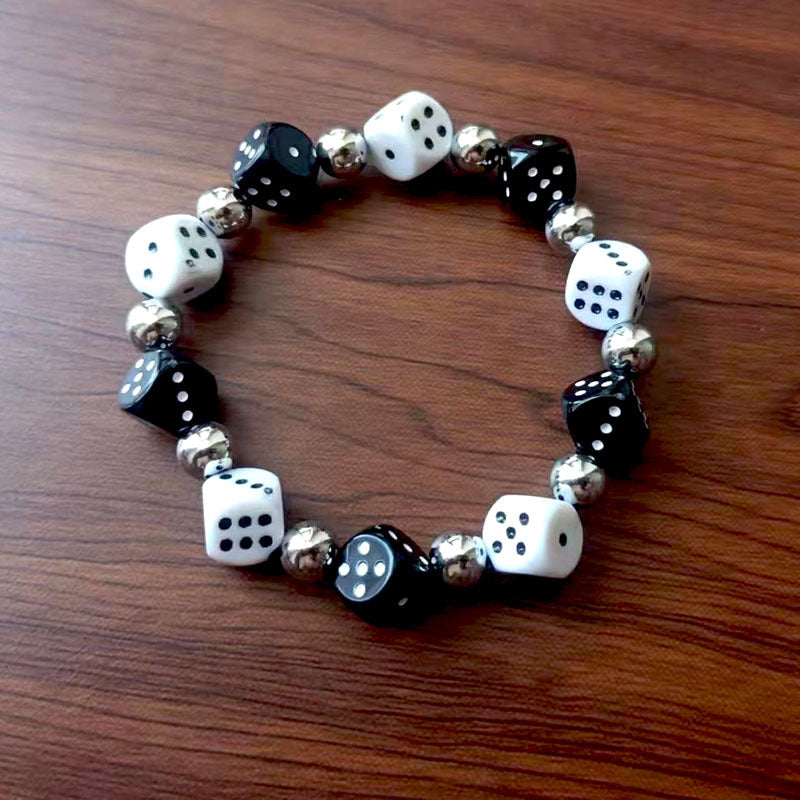 Hand Hip Hop Creative Dice Resin Beaded High Elastic Personality Bracelet