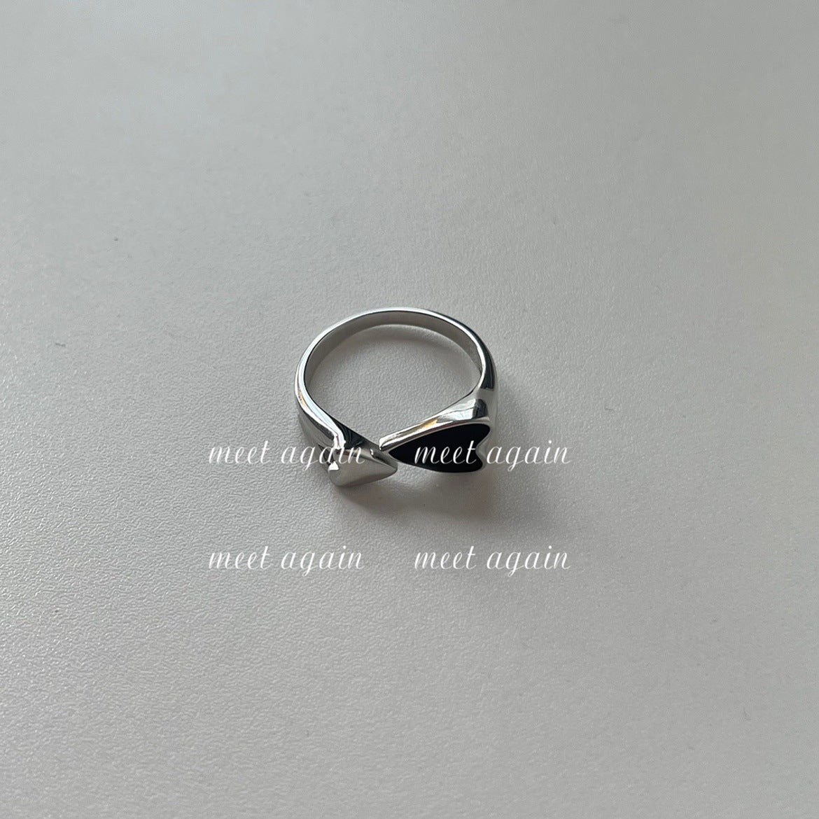 Black Love Heart-shaped Sweet Cool Style Design Sense Niche Ring