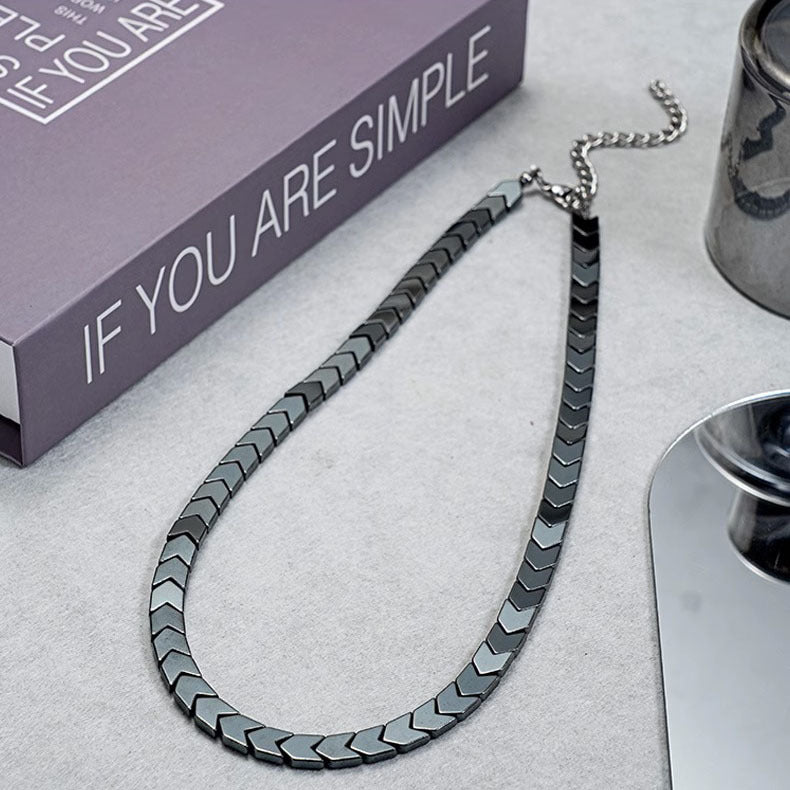 Men's Haematite Titanium Steel Triangle Light Luxury Necklace