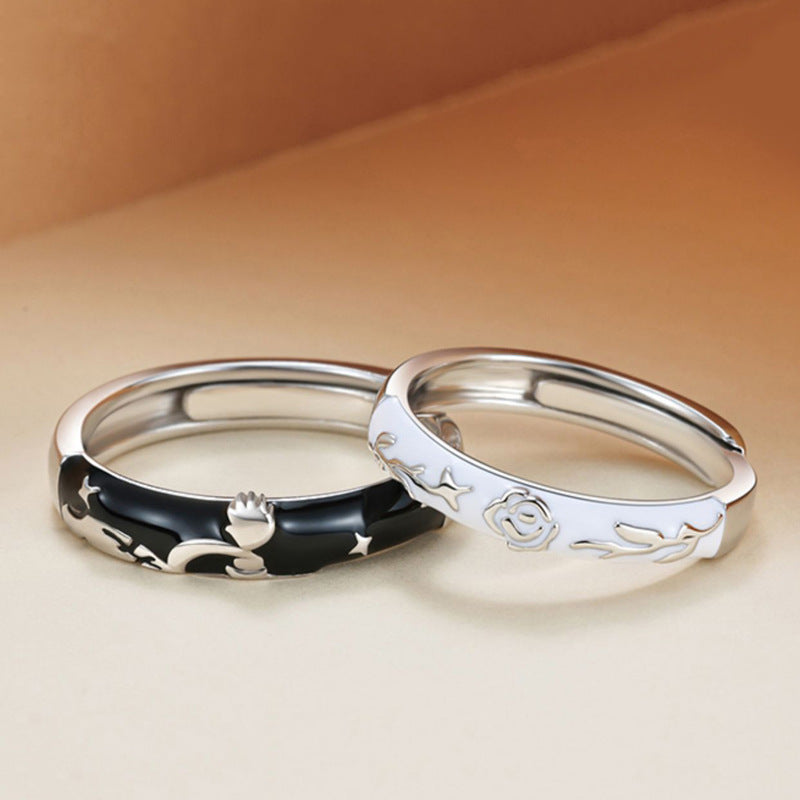 Women's & Men's Little Prince Rose Couple Design High-grade Ring