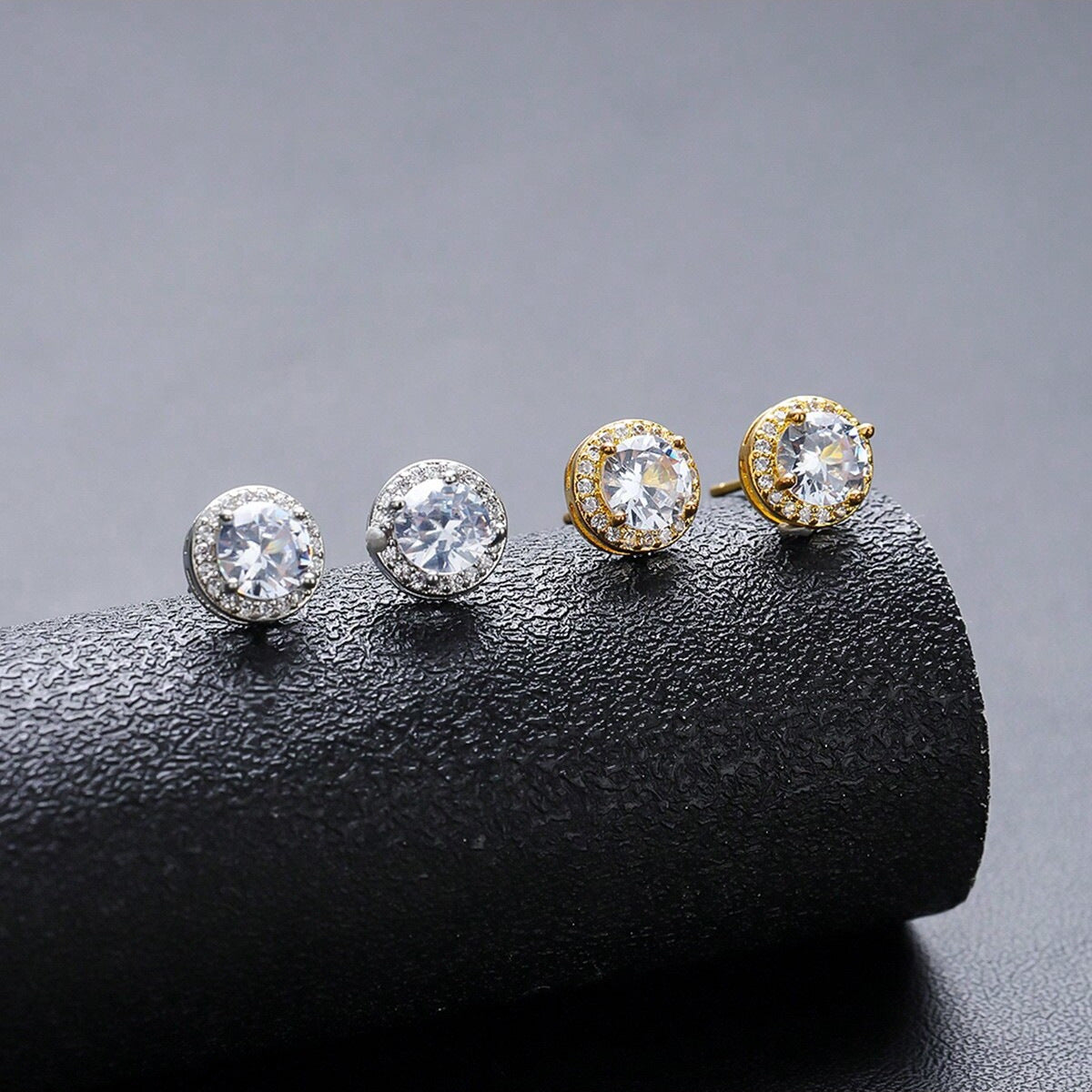 Women's & Men's Round Copper Inlaid Zircon Ear Personality Earrings