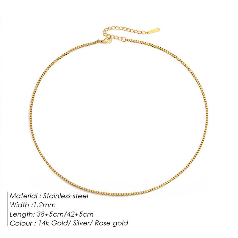 Fashion Simple Box Chain Clavicle Gold-plated Necklace