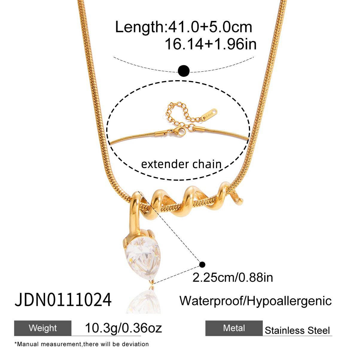Ding Stainless Steel Snake Light Luxury Minority Zircon Clavicle Necklaces