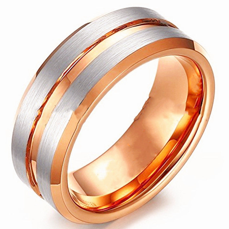 Men's Fashion Xi Groove Stainless Steel Source Ring