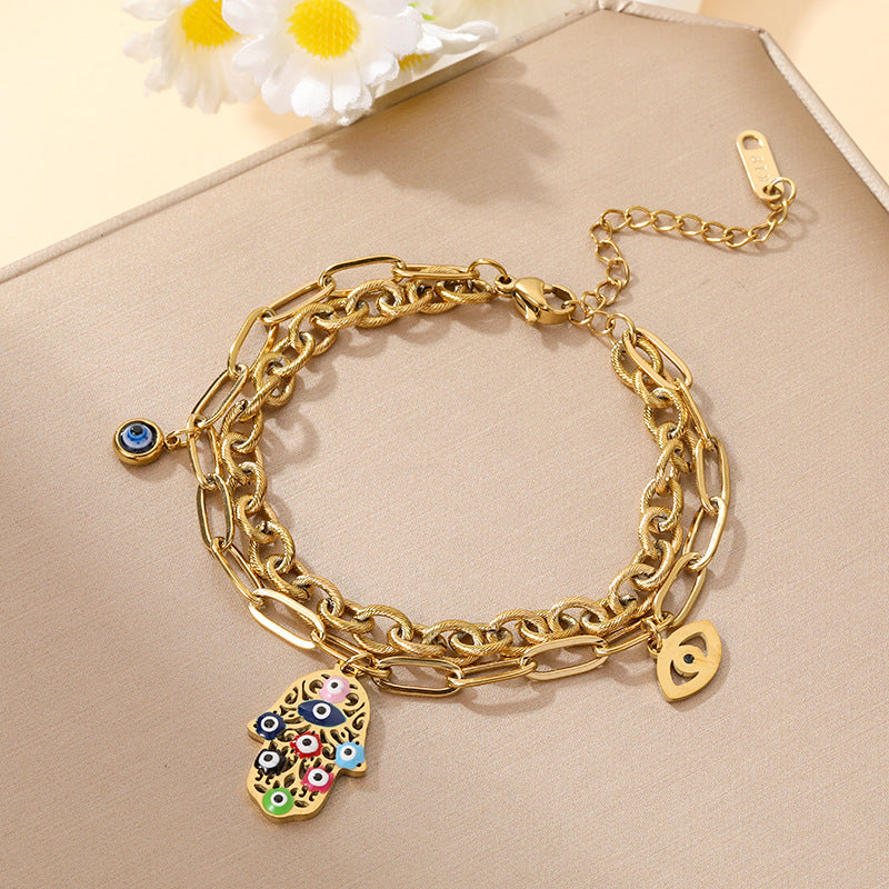 Women's Fashion Devil's Eye Titanium Steel Light Bracelet