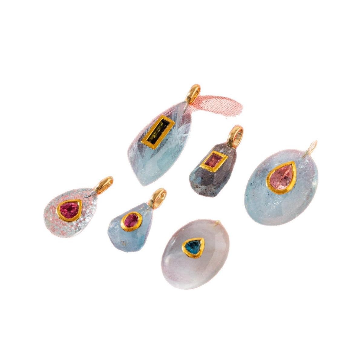 Birthstone Zircon Round Square Glass Gold Pendant