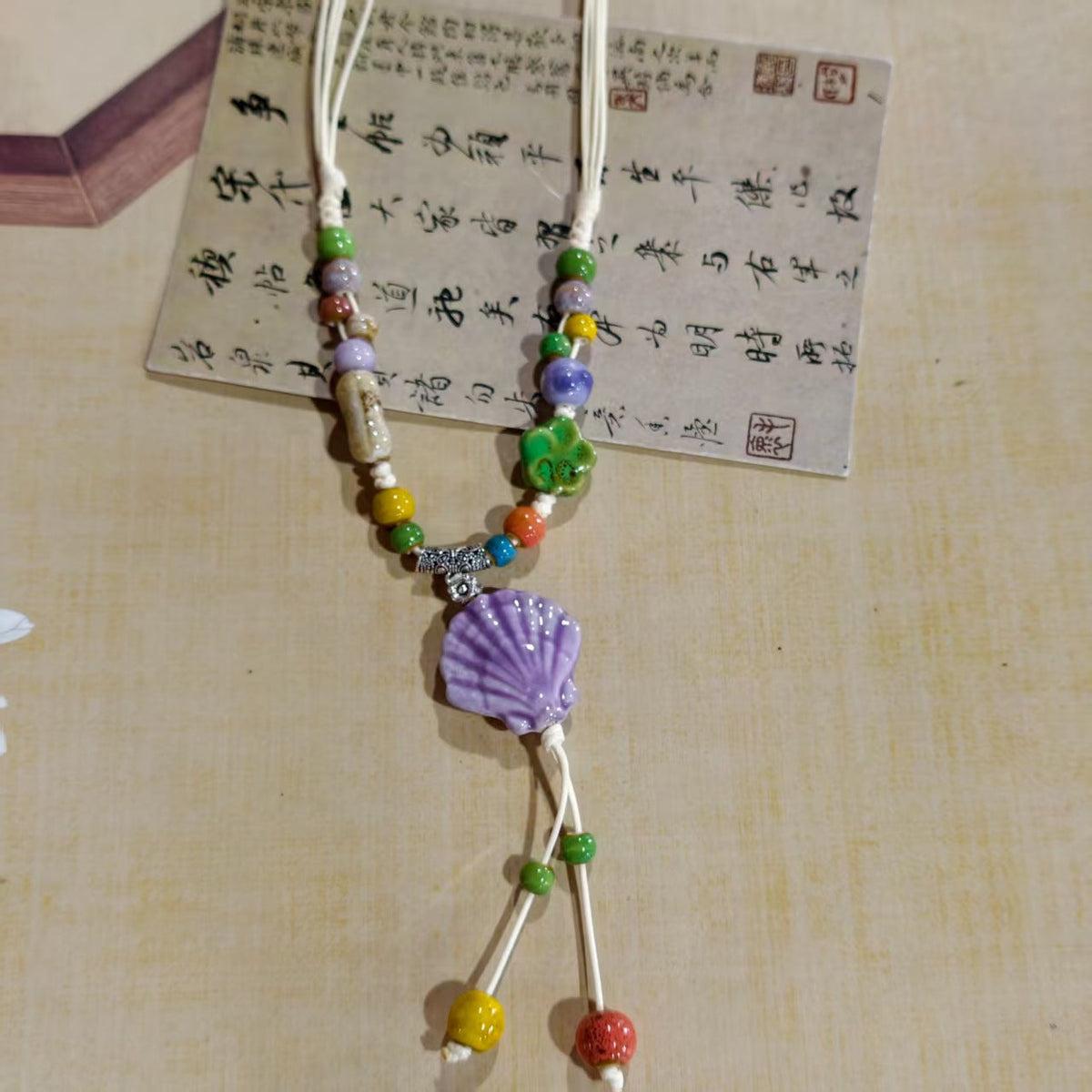 Women's Retro Ethnic Style Ceramic Butterfly Bell Fashionable Necklace