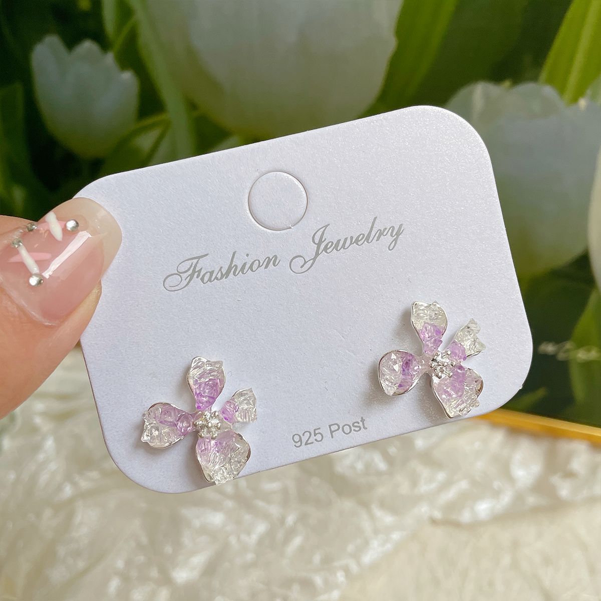 Women's Gradient Crystal Bow Sier Needle Light Luxury Pearl Butterfly Earrings