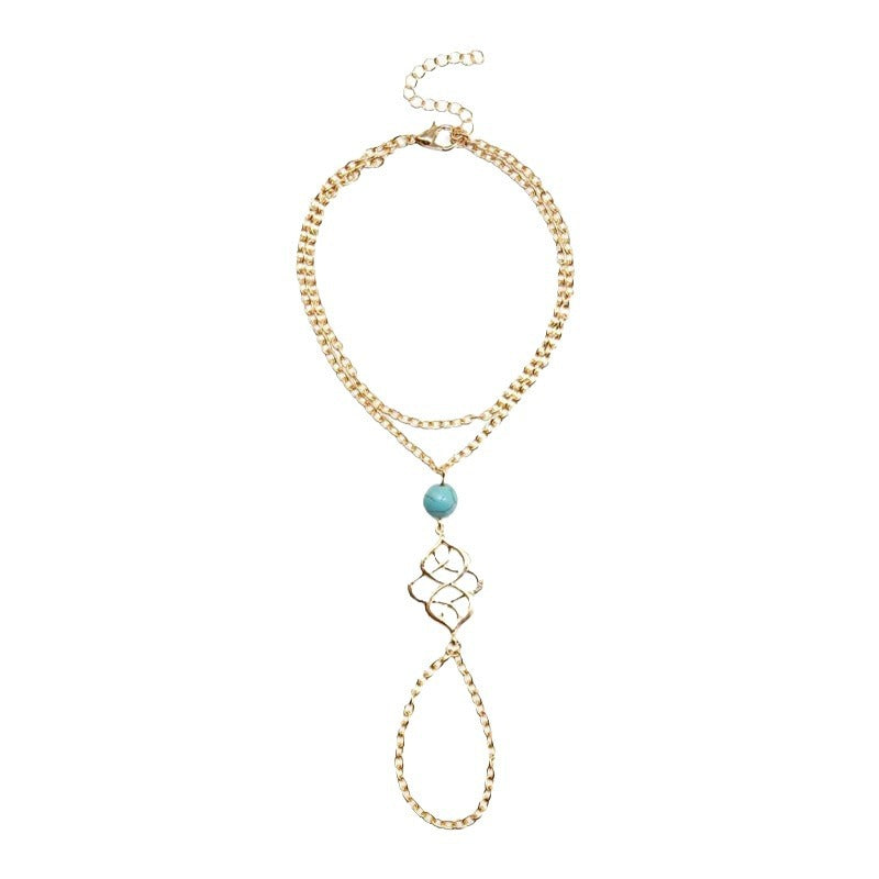 Fashion Lucky Auspicious Symbol Finger Chain Turquoise Bracelets