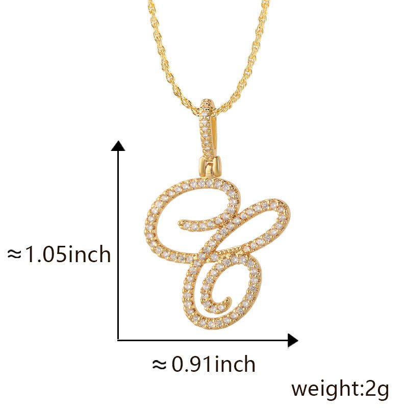 Hop Flower Body Grass English Letter Niche Style Inlaid Zircon Pendants