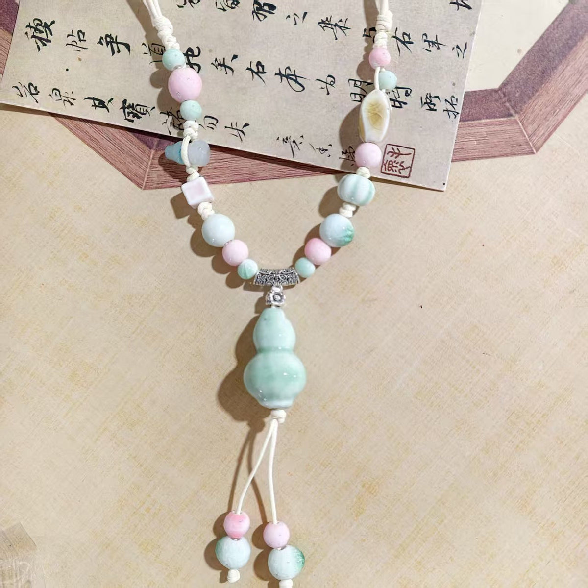 Women's Retro Ethnic Style Ceramic Butterfly Bell Fashionable Necklace