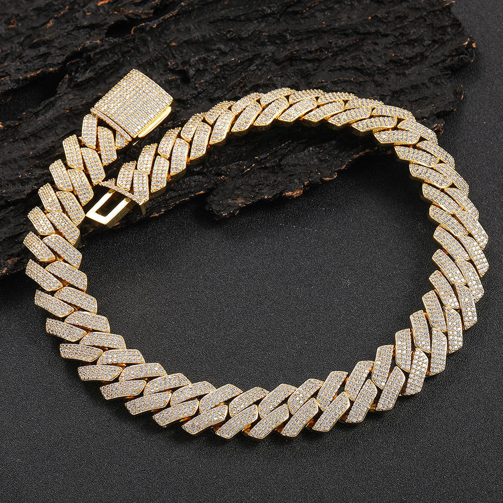 Men's Rhombus Cuban Link Chain Full Rhinestone Necklaces