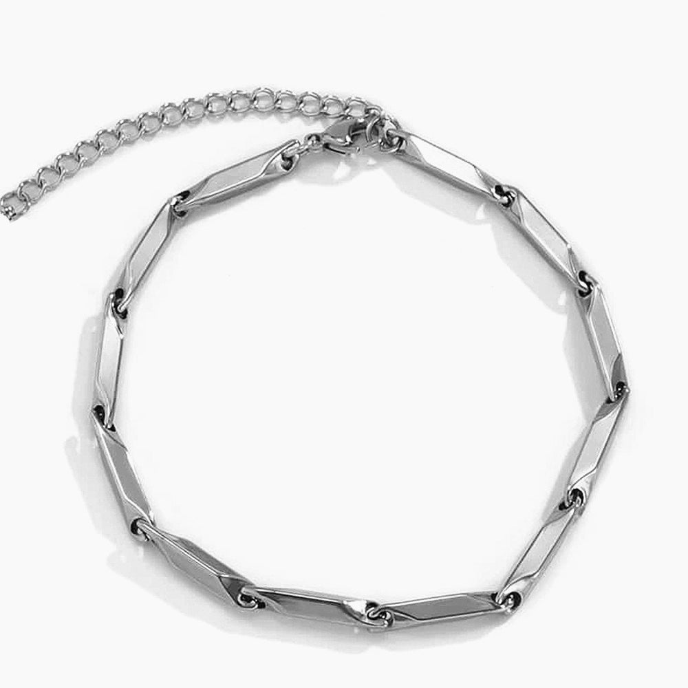 Men's & Women's Titanium Steel Diamond Lines Simple Couple Melon Seed Hip Bracelets