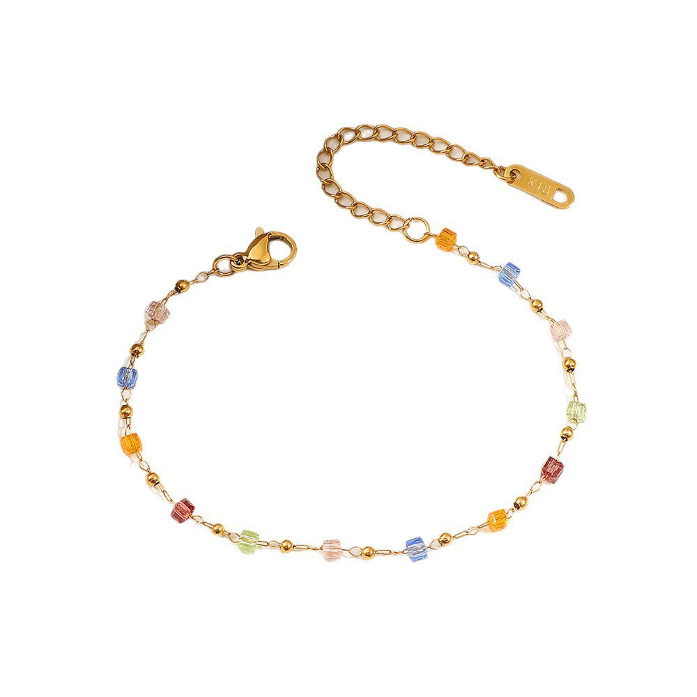 Women's Fashion Small Fresh Color Crystal String Beads Necklaces