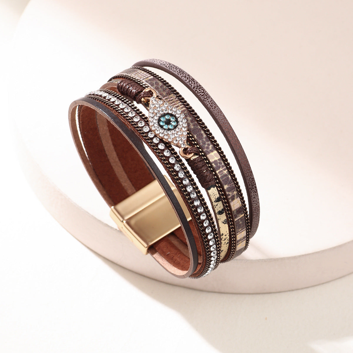 Bohemian Style Devil's Eye Diamond Leather Simple Bracelet