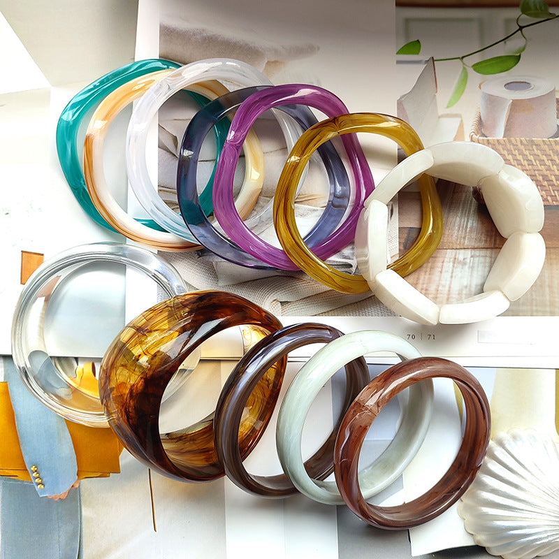 Broken Wave Wide Version Resin Elastic Bracelets