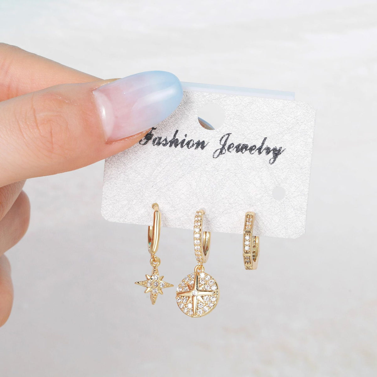 Fashionable Personalized Artistic Chain Geometric Three-piece Earrings