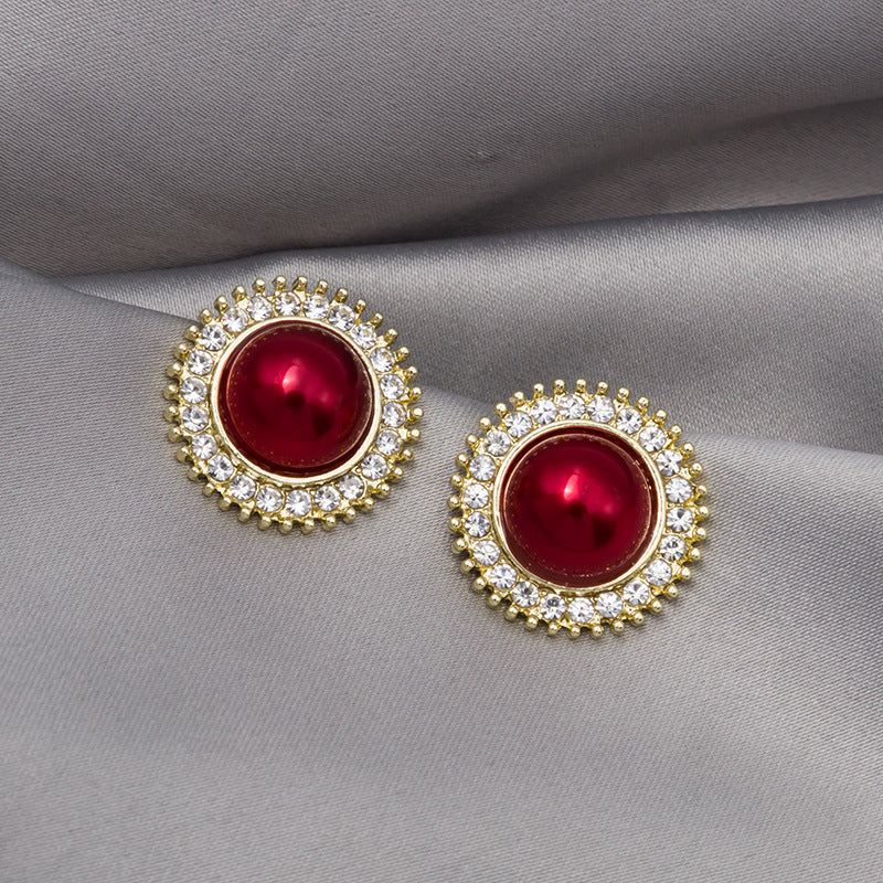 Needle Light Luxury French Pearl Retro Design Cat Eye Star Stud Earrings