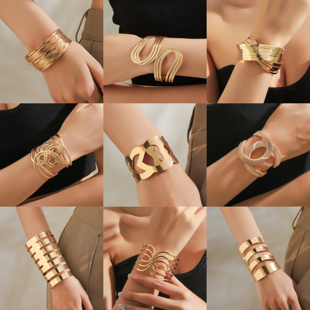 French Simplicity Design Sense Open-end Polished Niche Retro Hollow Bracelets