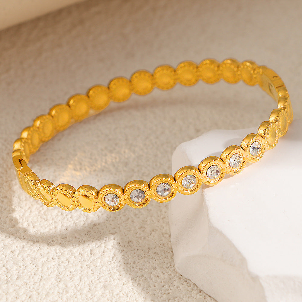 Women's Fashion Titanium Steel Geometric Variety White Diamond Light Luxury Bracelet