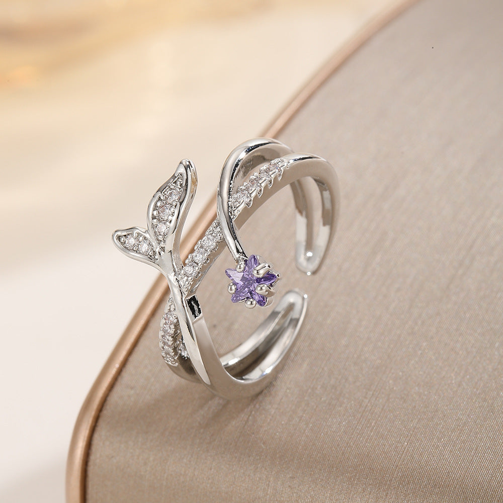 Diamond Cross Female Simple Fresh Fashion Rings