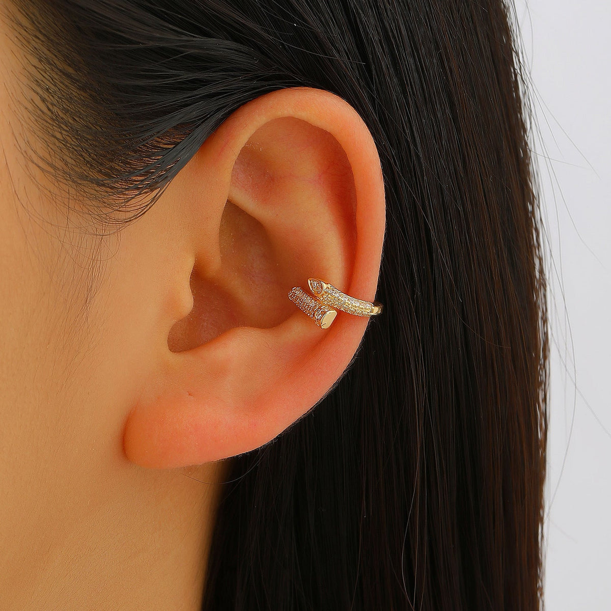 Luxury Fashion Copper Inlaid Zircon No Piercing Female Geometric Painless Ear Clip