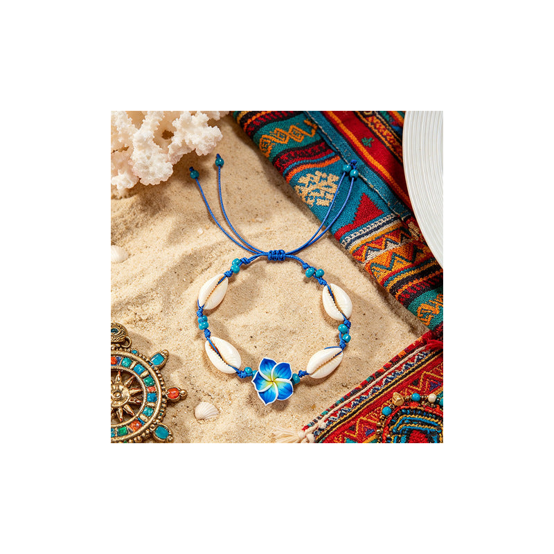 Women's Fashionable Fresh Polymer Clay Flower Shell Woven For Hand Bracelet