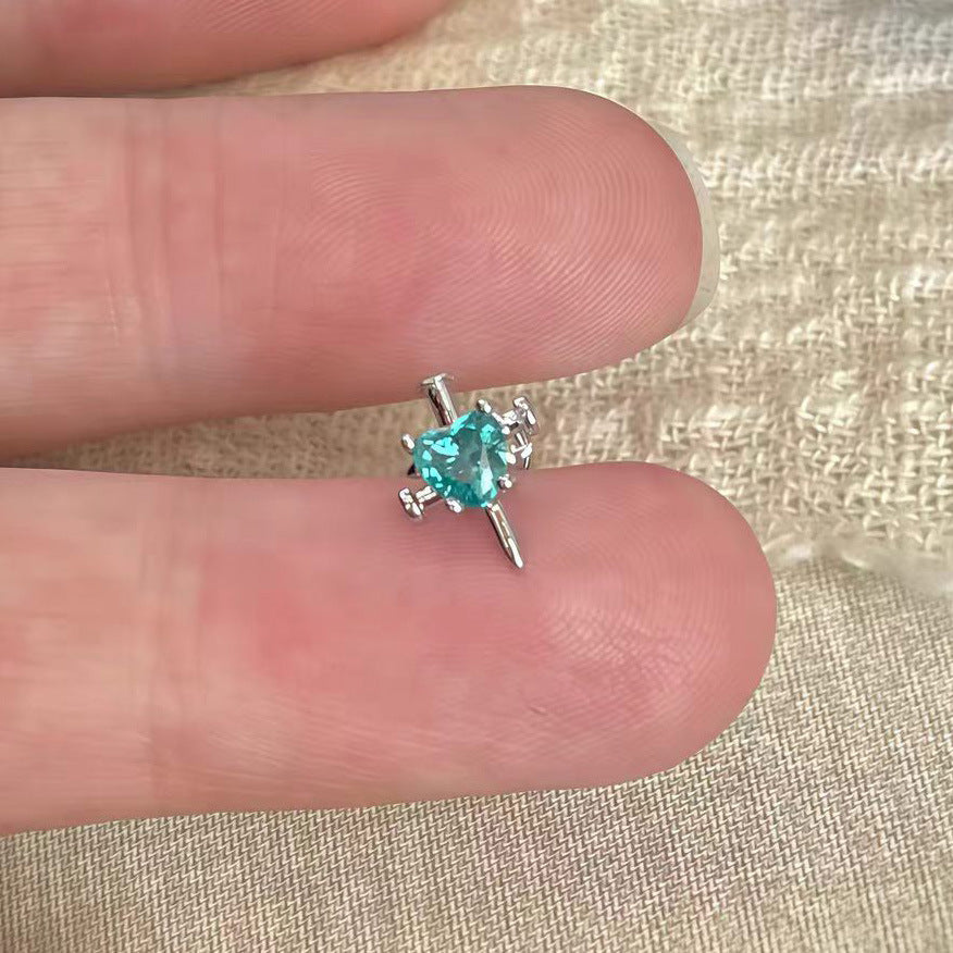 Pa Green Zirconium Umbilicaria Bone Nail Collection Earrings