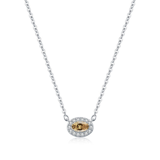 Champagne D-Color VVS1 Moissanite Pendant Necklace in Sterling Silver – Minimalist Clavicle Chain