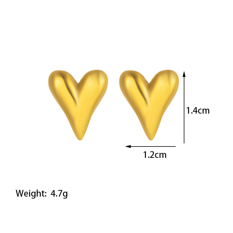 Women's Steel Vacuum Plating Gold Fashion Love Heart Design Water Drop Stud Earrings