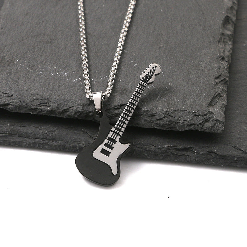 Men's Hip Hop Stainless Steel Guitar Street Necklaces