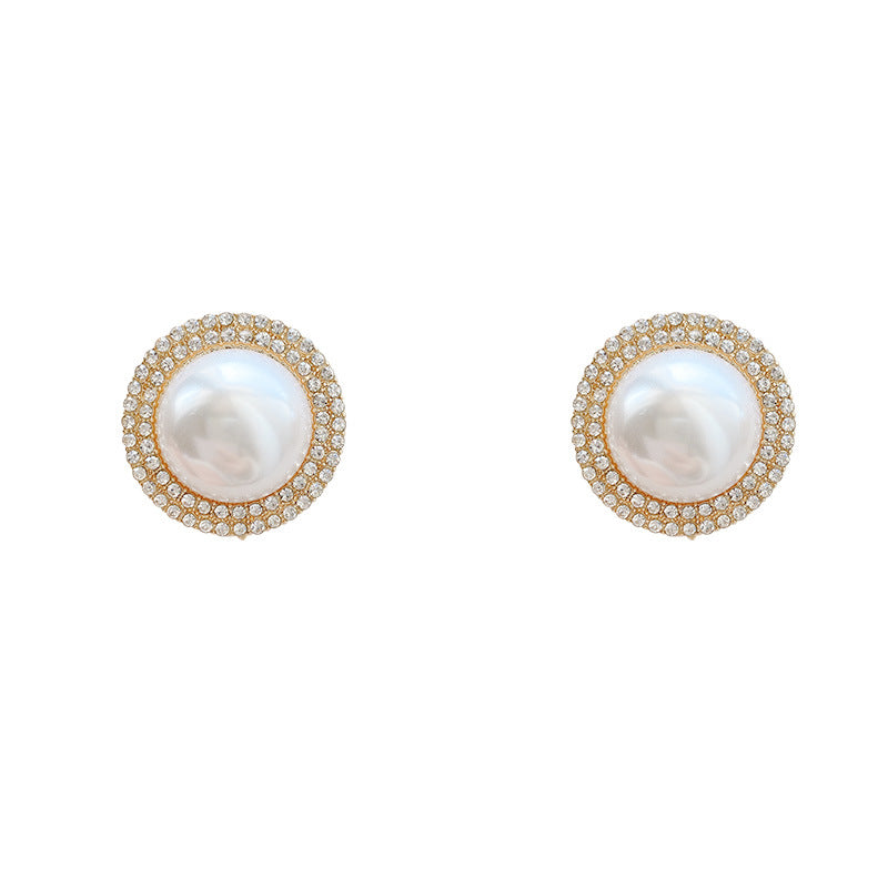 Women's High-grade Pearl Large French Style Retro Earrings
